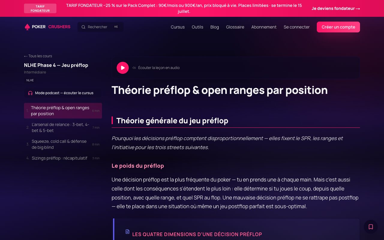 Méthodologie préflop chiffrée